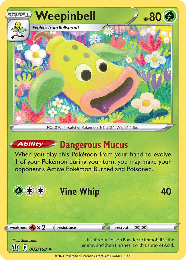 2021 Battle Styles Weepinbell Uncommon #002/163 Uncommon card image