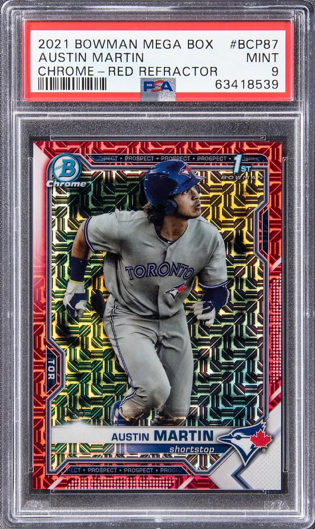 2021 Bowman Austin Martin Mega Box Chrome Red Refractor #BCP-87 card image