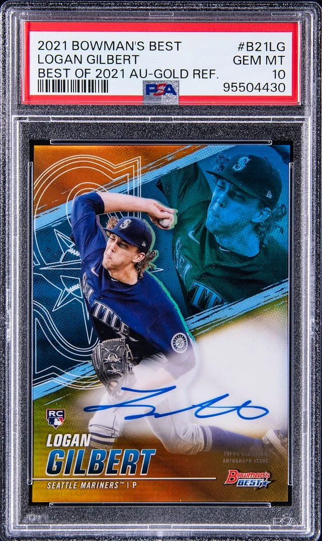2021 Bowman Best Logan Gilbert of 2021 Autograph Gold Refractor #B21LG card image
