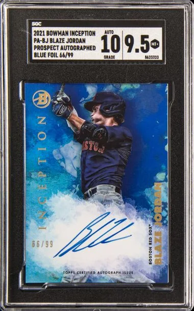 2021 Bowman Blaze Jordan Inception Prospect Autographs Blue Foil #PA-BJ card image