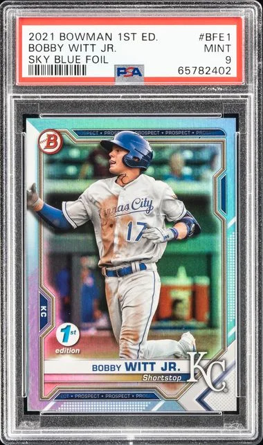 2021 Bowman Bobby Witt Jr. 1st Edition Sky Blue Foil #BFE1 card image