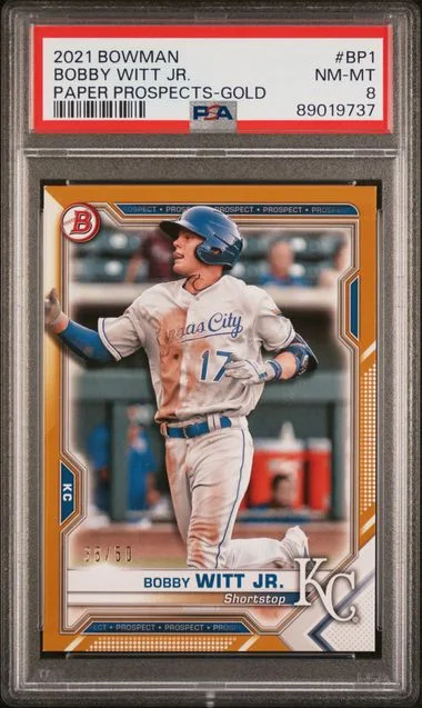 2021 Bowman Bobby Witt Jr. Paper Prospects Gold #BP1 card image