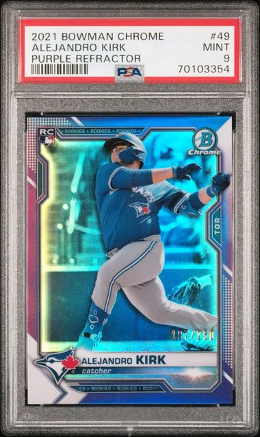 2021 Bowman Chrome Alejandro Kirk Purple Refractor #49 card image