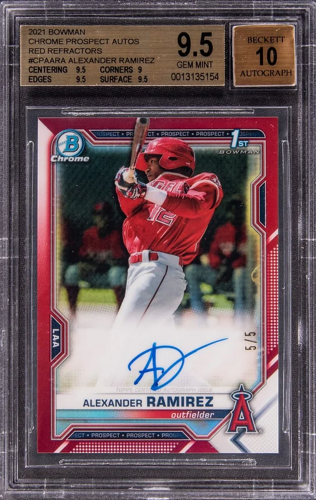 2021 Bowman Chrome Alexander Ramirez Prospect Autographs Red Refractor #CPA-ARA card image
