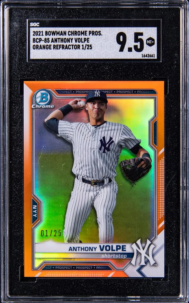 2021 Bowman Chrome Anthony Volpe Prospect Orange Refractor #BCP-85 card image