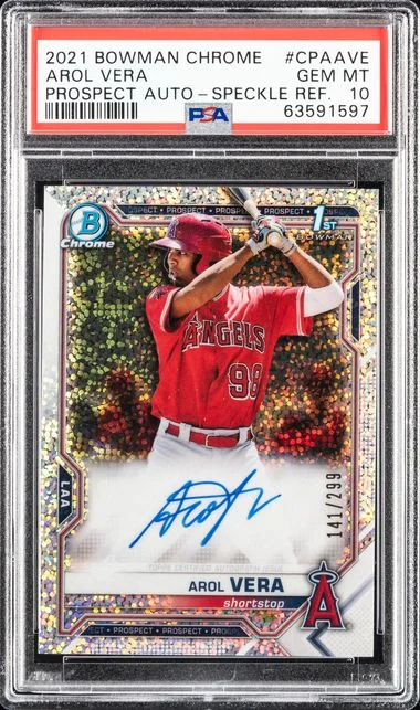 2021 Bowman Chrome Arol Vera Prospect Autographs Speckle Refractor #CPAAVE card image