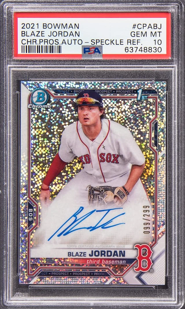 2021 Bowman Chrome Blaze Jordan Prospect Autographs Speckle Refractor #CPA-BJ card image