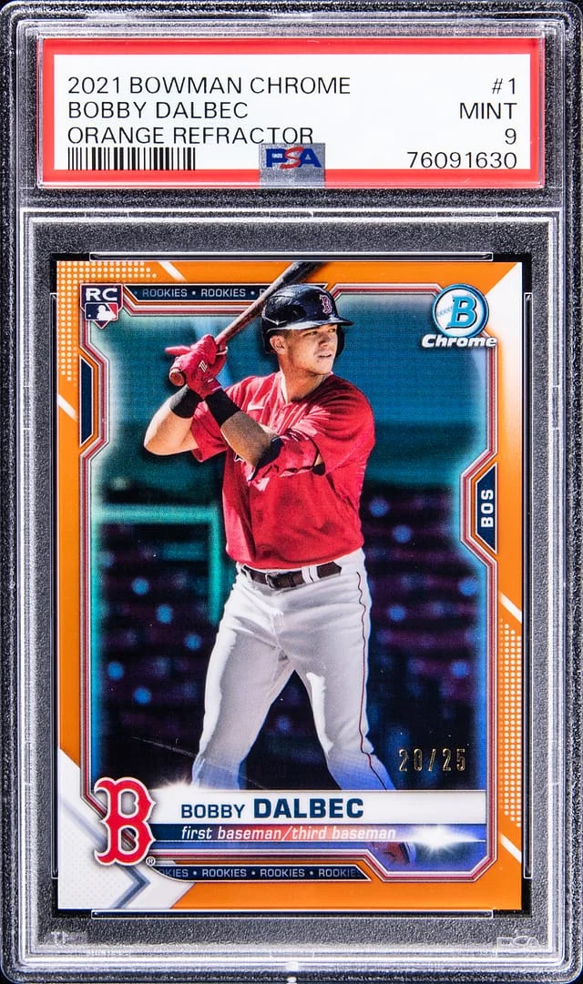 2021 Bowman Chrome Bobby Dalbec Orange Refractor #1 card image