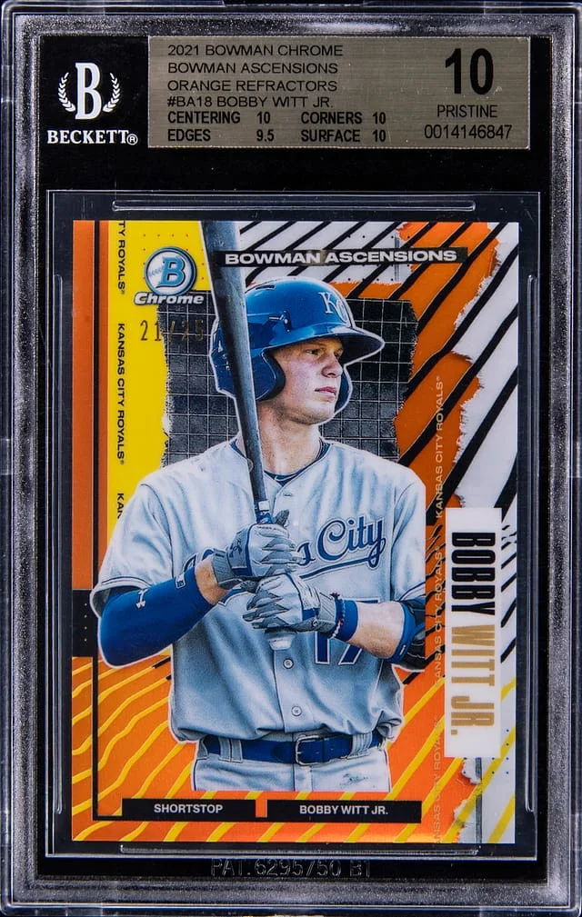 2021 Bowman Chrome Bobby Witt Jr. Bowman Ascensions Orange Refractor #BA-18 card image