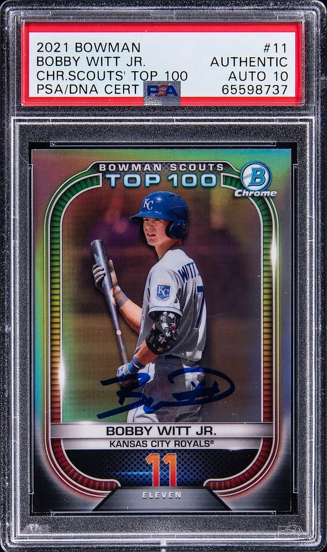 2021 Bowman Chrome Bobby Witt Jr. Scouts' Top 100 #BTP-11 card image