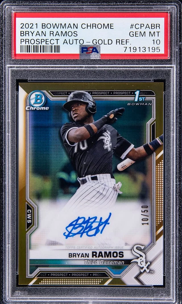 2021 Bowman Chrome Bryan Ramos Prospect Autograph Gold Refractor #CPA-BR card image
