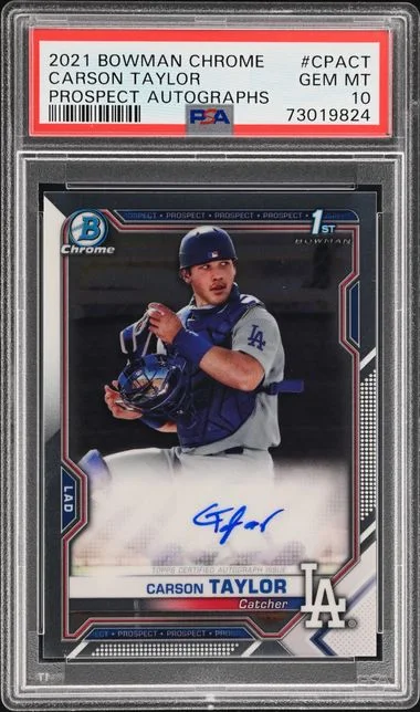 2021 Bowman Chrome Carson Taylor Prospect Autographs #CPA-CT card image