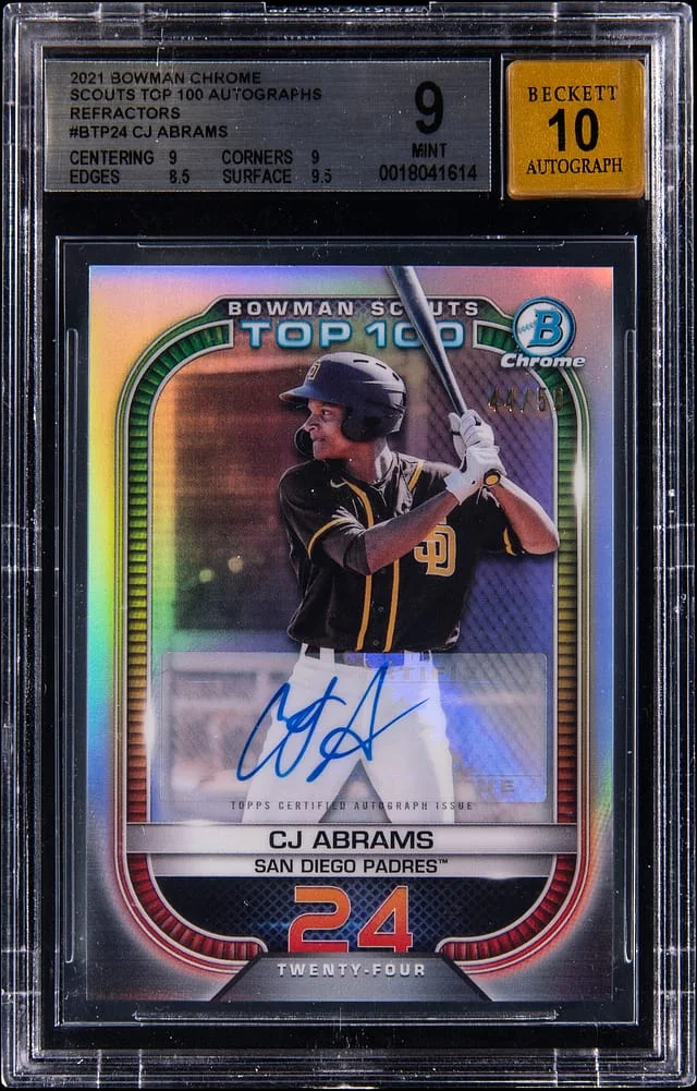 2021 Bowman Chrome C.J. Abrams Scouts Top 100 Autographs Refractors #BTP-24 card image