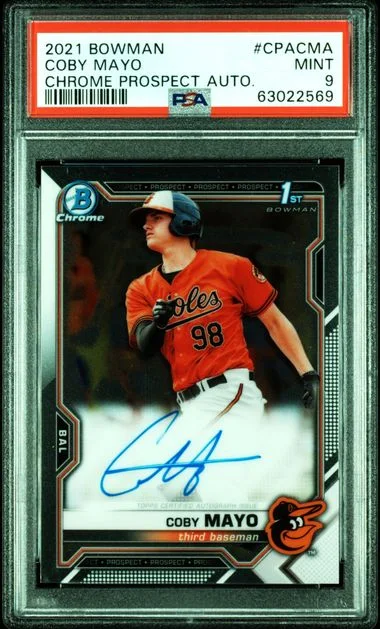 2021 Bowman Chrome Coby Mayo Prospect Autographs #CPACMA card image