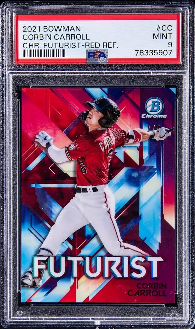 2021 Bowman Chrome Corbin Caroll Futurist-Red Refractor #CC card image