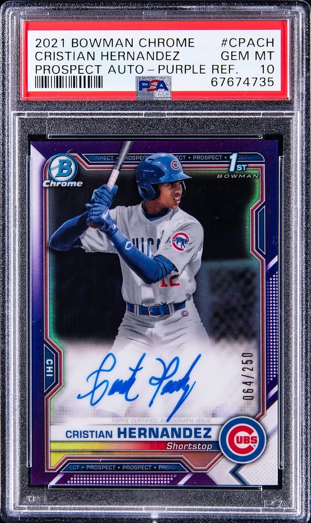2021 Bowman Chrome Cristian Hernandez Prospect Autograph - Purple Refractor #CPACH card image