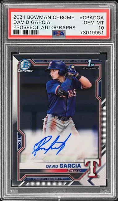2021 Bowman Chrome David Garcia Prospect Autographs Gold Shimmer Refractor #CPA-DGA card image