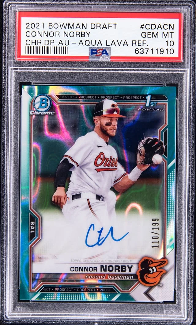 2021 Bowman Chrome Draft Connor Norby Autographs Purple Refractor #CDA-CN card image