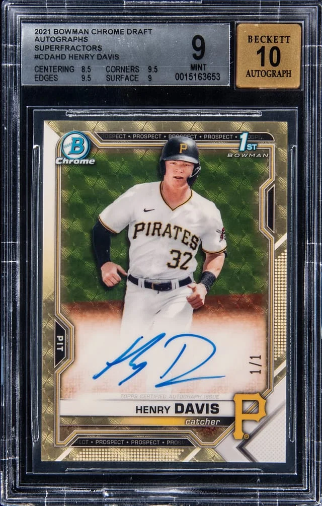 2021 Bowman Chrome Draft Henry Davis Autographs SuperFractor #CDA-HD card image