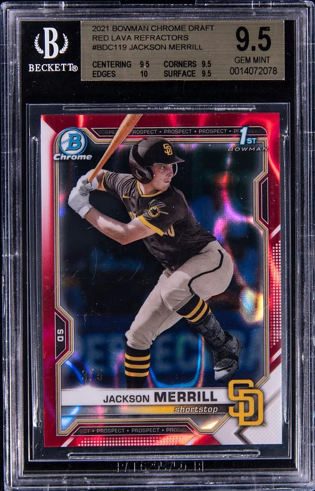 2021 Bowman Chrome Draft Jackson Merrill Sky Blue Refractor #BDC119 card image