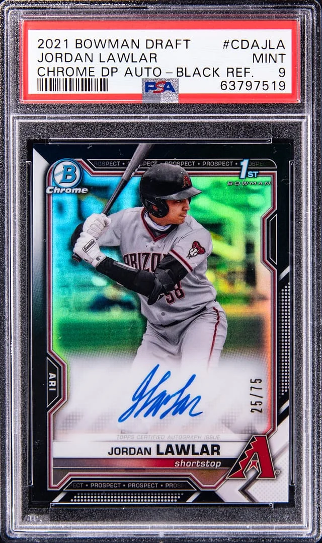 2021 Bowman Chrome Draft Jordan Lawlar Pick Auto Black Refractor #CDA-JLA card image