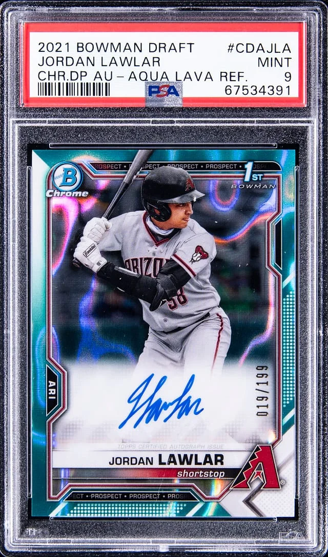 2021 Bowman Chrome Draft Jordan Lawlar Prospect Aqua Lava Refractor #CDAJLA card image