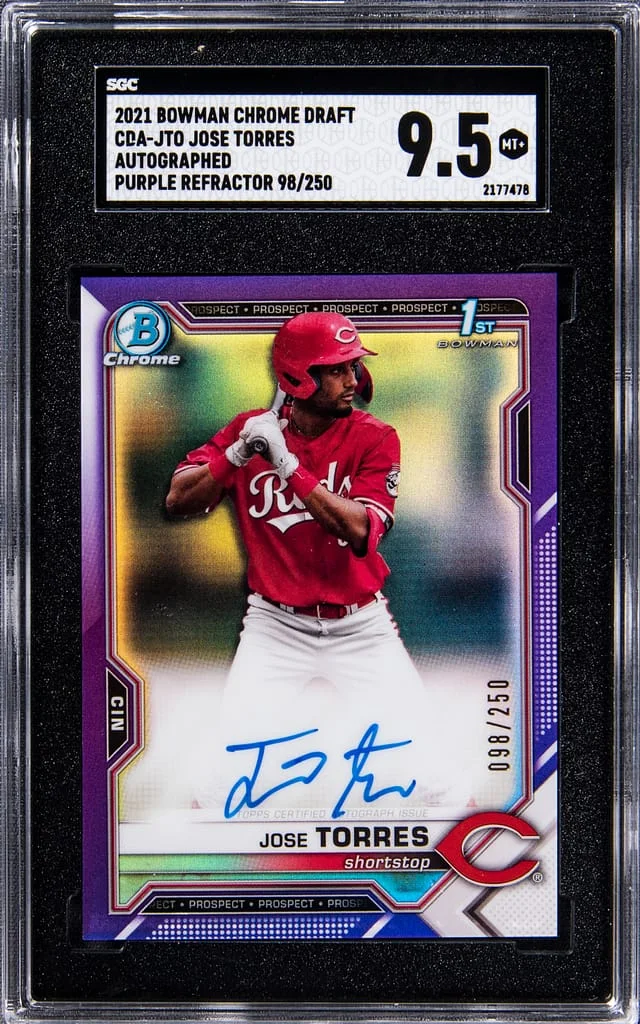 2021 Bowman Chrome Draft Jose Torres Purple Refractor #CDA-JTO card image