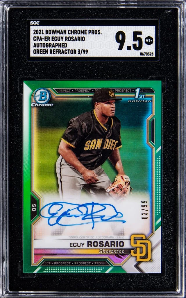 2021 Bowman Chrome Eguy Rosario Prospect Autographs Green Refractor #CPA-ER card image