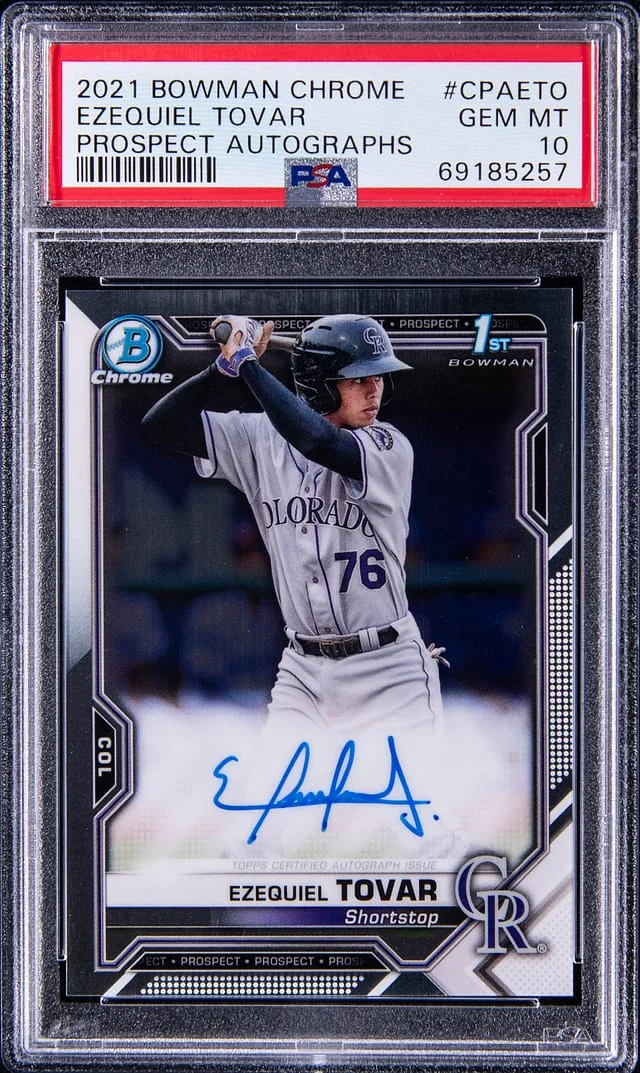 2021 Bowman Chrome Ezequiel Tovar Prospect Autographs #CPAETO card image