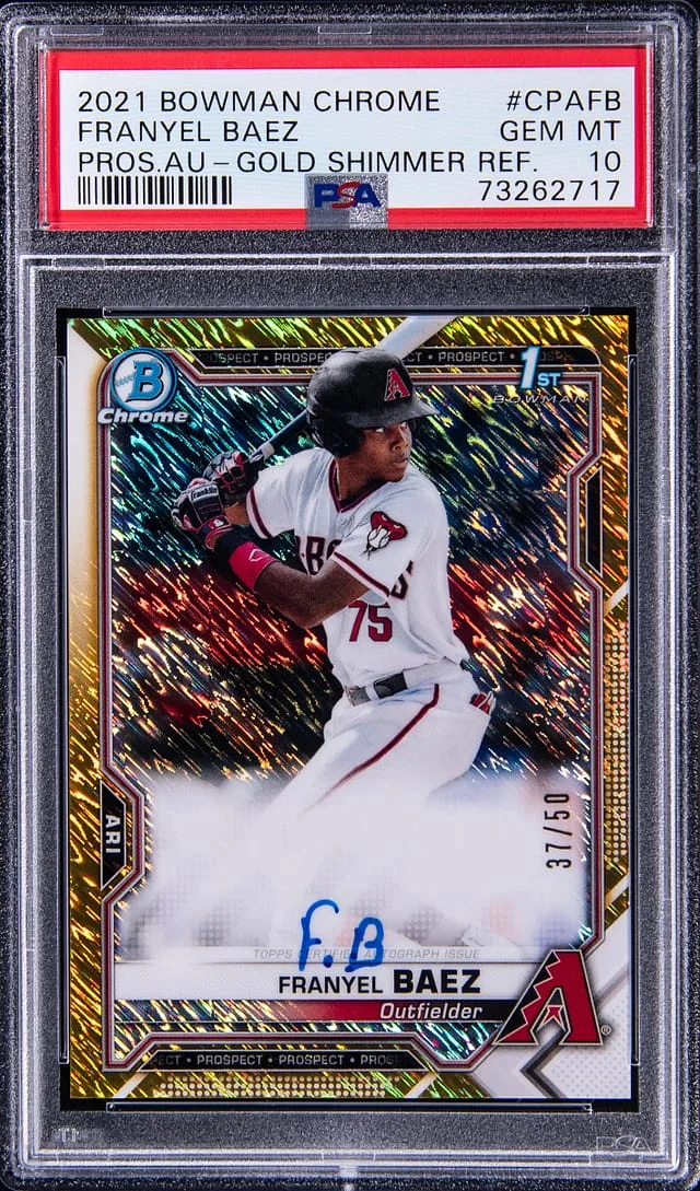 2021 Bowman Chrome Franyel Baez Prospect Autograph - Gold Shimmer Refractor #CPAFB card image