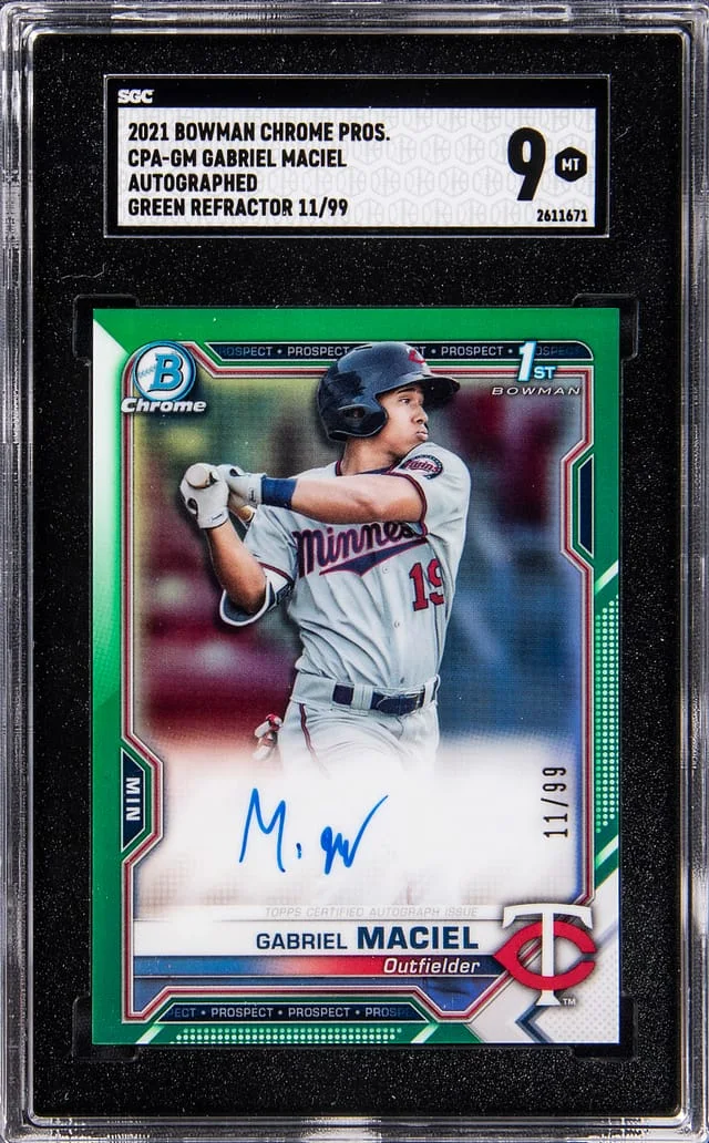 2021 Bowman Chrome Gabriel Maciel Prospect Autographs Purple Refractor #CPA-GM card image