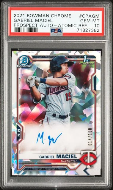 2021 Bowman Chrome Gabriel Maciel Prospect Autographs Atomic Refractor #CPAGM card image