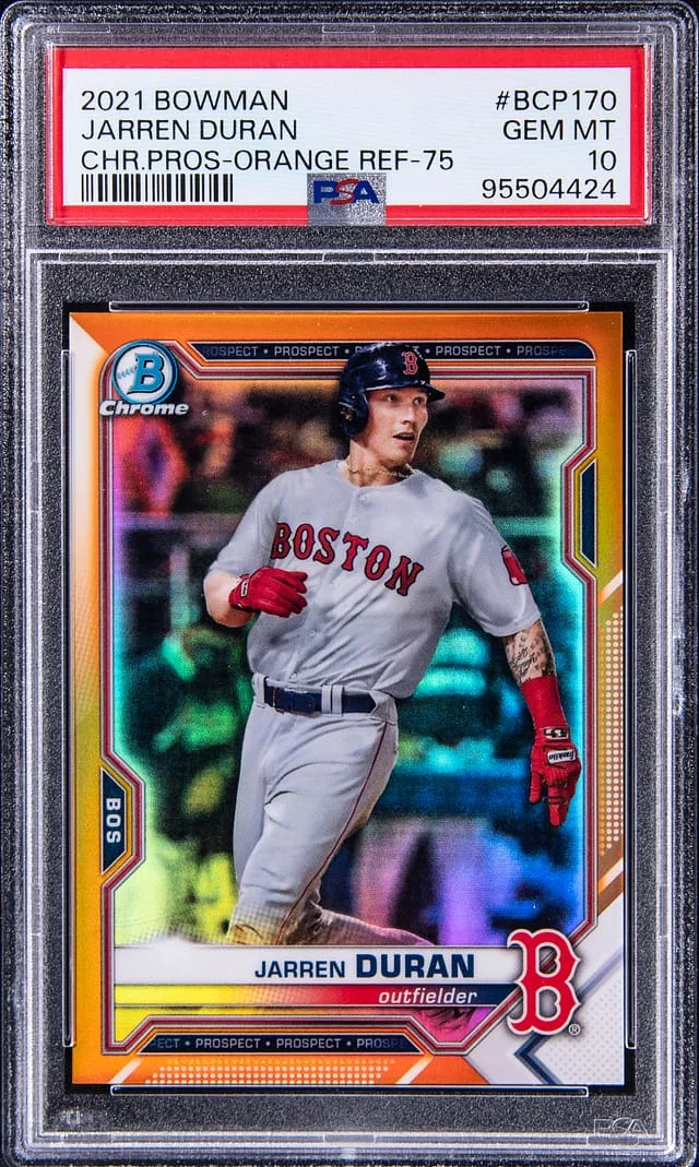 2021 Bowman Chrome Jarren Duran Prospect Orange Refractor #BCP170 card image