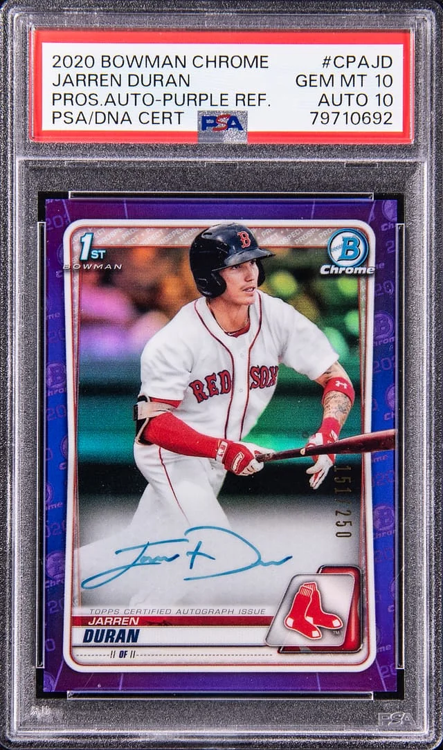 2021 Bowman Chrome Jarren Duran Prospect Autograph-Purple Refractor #CPAJD card image