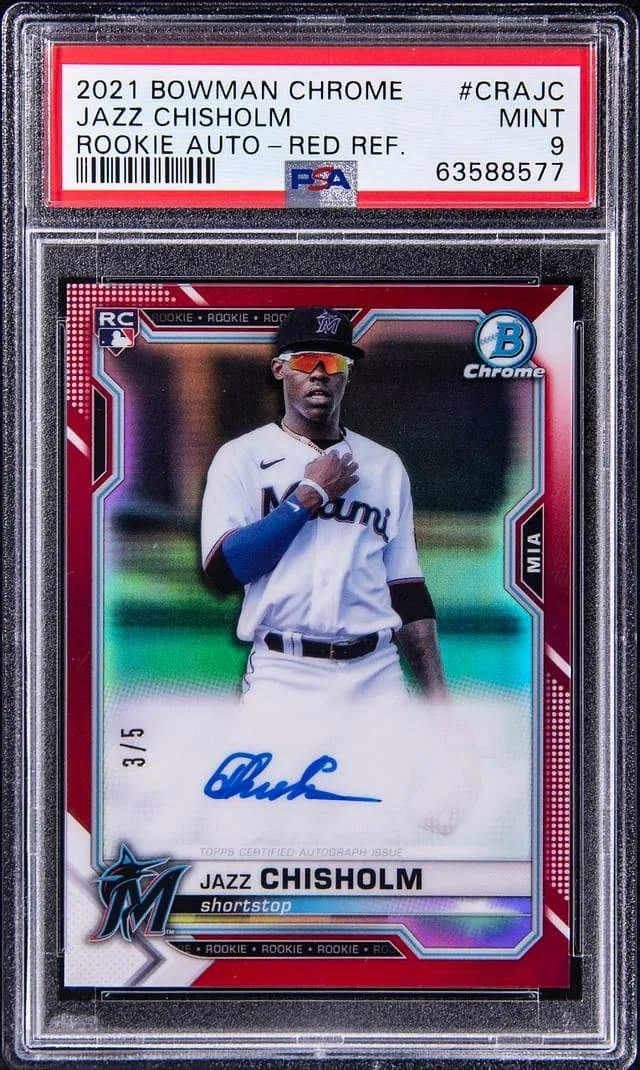 2021 Bowman Chrome Jazz Chisholm Autograph Red Refractor #CRA-JC card image