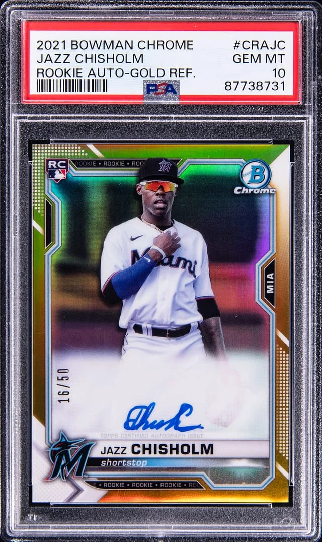 2021 Bowman Chrome Jazz Chisholm Autograph Gold Refractor #CRAJC card image