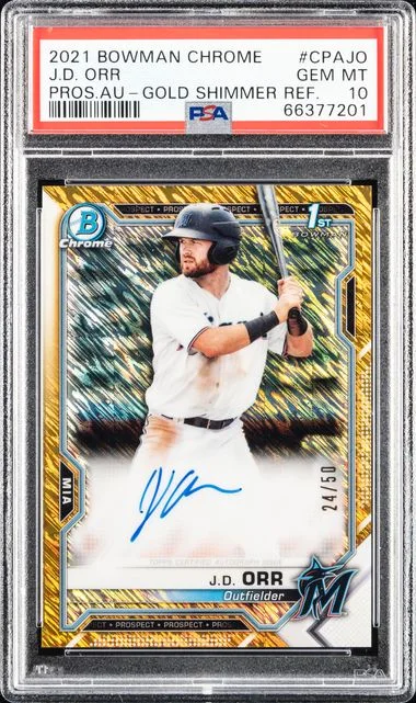 2021 Bowman Chrome J.D. Orr Prospect Autographs Gold Shimmer Refractor #CPAJO card image
