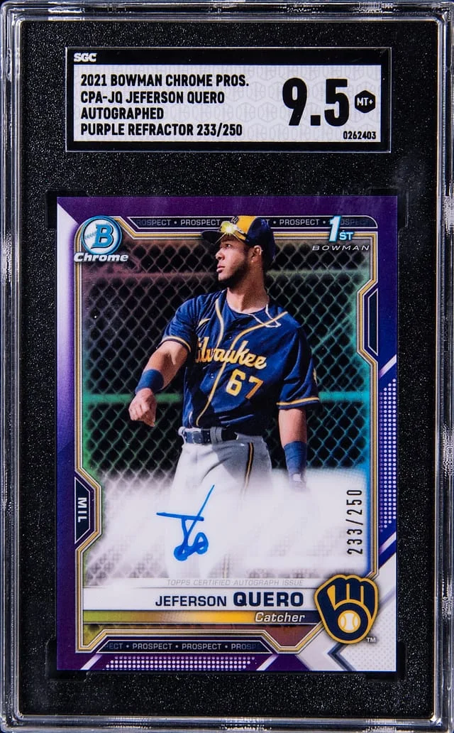 2021 Bowman Chrome Jeferson Quero Prospects Autograph Purple Refractor #CPA-JQ card image