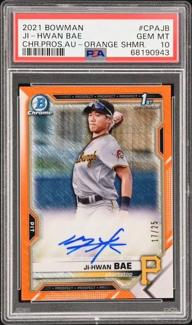 2021 Bowman Chrome Ji-Hwan Bae Prospect Autographs Orange Shimmer Refractor #CPA-JB card image