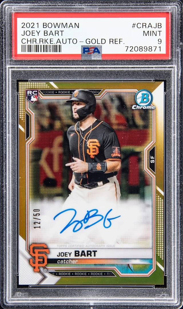 2021 Bowman Chrome Joey Bart Autograph - Gold Refractor #CRAJB card image