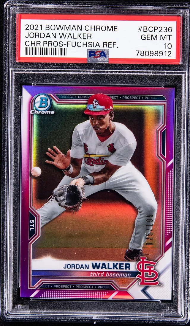 2021 Bowman Chrome Jordan Walker Chrome Prospect - Fuchsia Refractor #BCP236 card image
