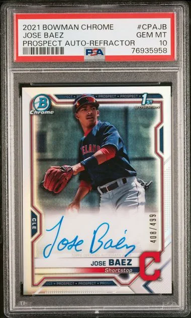2021 Bowman Chrome Jose Baez Prospect Autographs Gold Shimmer Refractor #CPAJB card image