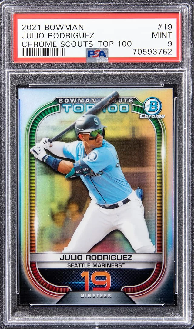 2021 Bowman Chrome Julio Rodriguez Scouts Top 100 #BTP-19 card image