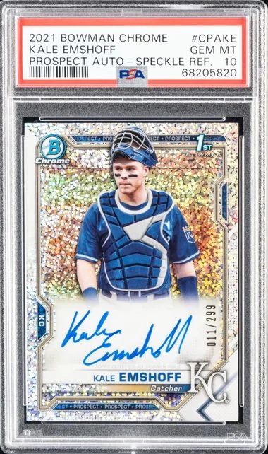 2021 Bowman Chrome Kale Emshoff Prospect Autographs Speckle Refractor #CPAKE card image