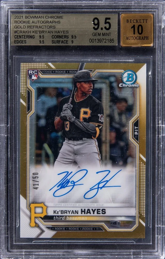 2021 Bowman Chrome Ke'Bryan Hayes Autographs Gold Refractor #CRA-KH card image