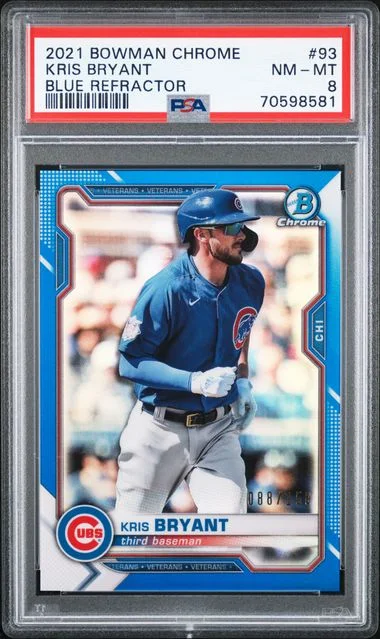 2021 Bowman Chrome Kris Bryant Blue Refractor #93 card image