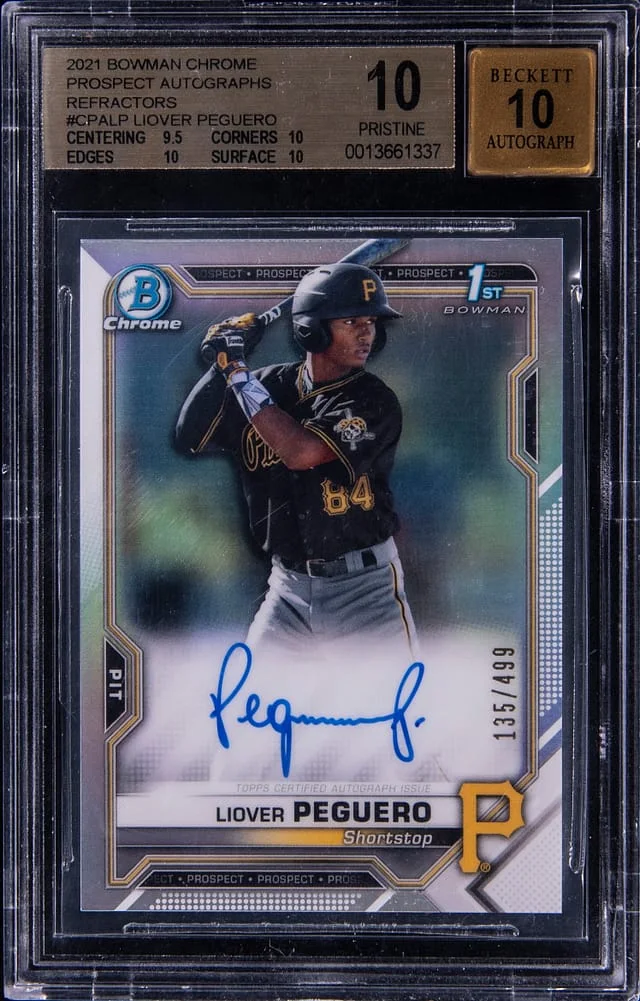 2021 Bowman Chrome Liover Peguero Prospect Autographs Atomic Refractor #CPA-LP card image