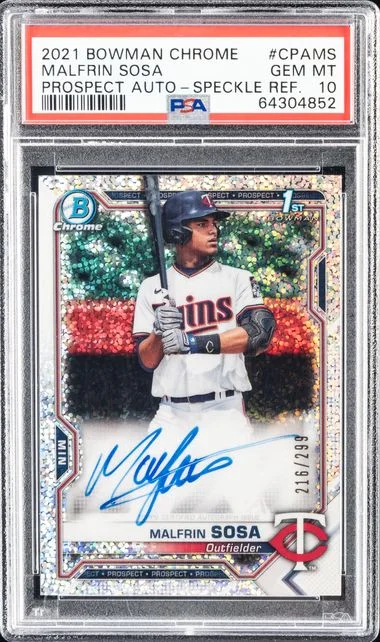 2021 Bowman Chrome Malfrin Sosa Prospect Autographs Speckle Refractor #CPA-MS card image