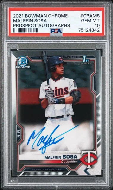 2021 Bowman Chrome Malfrin Sosa Prospect Autographs #Cpams card image