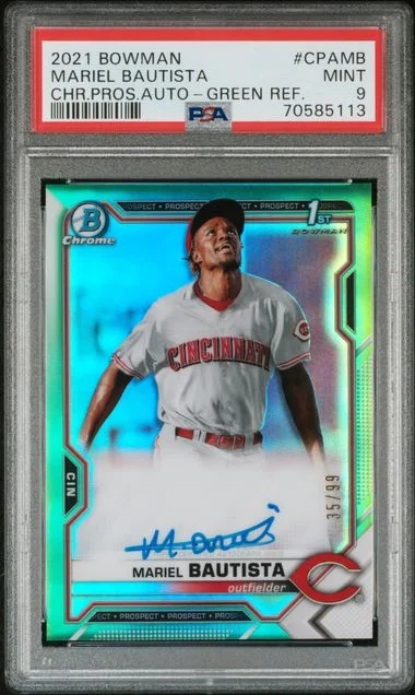 2021 Bowman Chrome Mariel Bautista Prospect Autographs Green Refractor #CPAMB card image